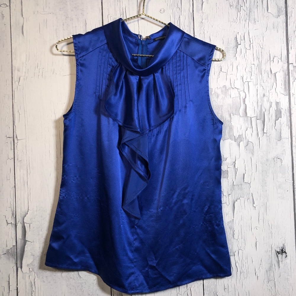Magaschoni Collection Ruffle Silk Sleeveless Top S